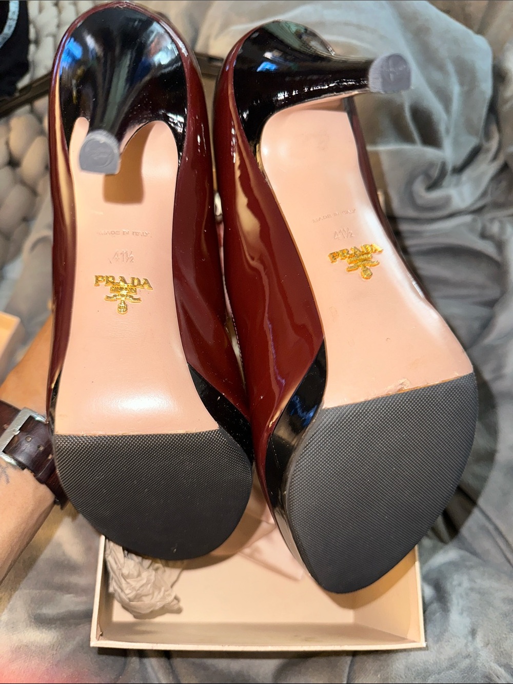Prada: Patent Platform Pumps in Deep Burgundy 🔥🔥🔥🔥🔥 - Picture 3 of 8